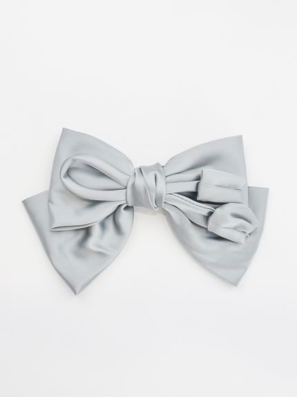 Satin bow hair clip