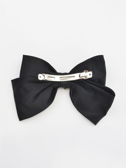 Satin bow hair clip
