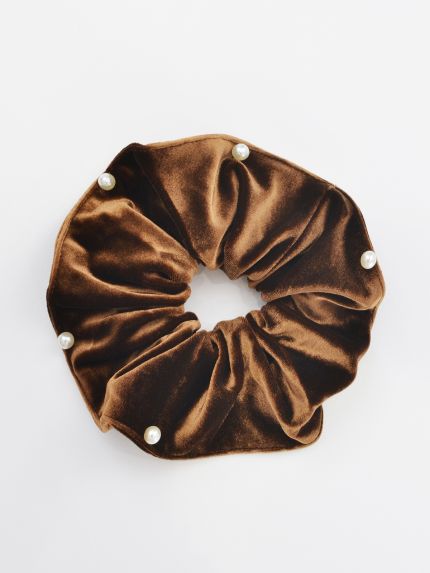 Scrunchie βελούδινο με πέρλες
