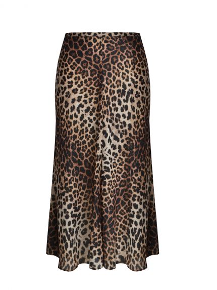 Midi σατέν φούστα με animal print