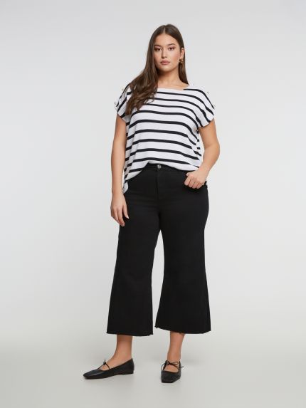Τζιν basic cropped σε φαρδιά γραμμή 