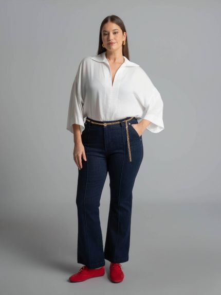 Τζιν παντελόνι bootcut με αλυσίδα στη μέση
