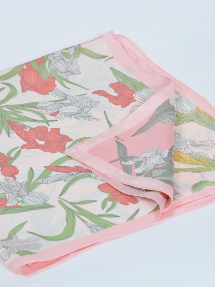Botanical print satin scarf
