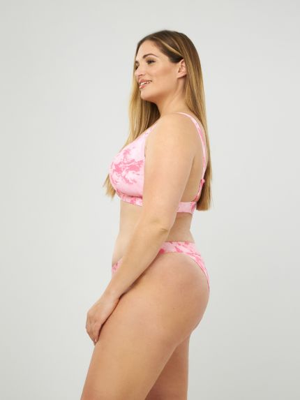Brazilian Bikini Bottom in Tie Dye Pink Aop