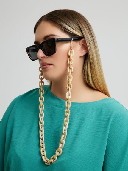 Chunky white sunglasses chain