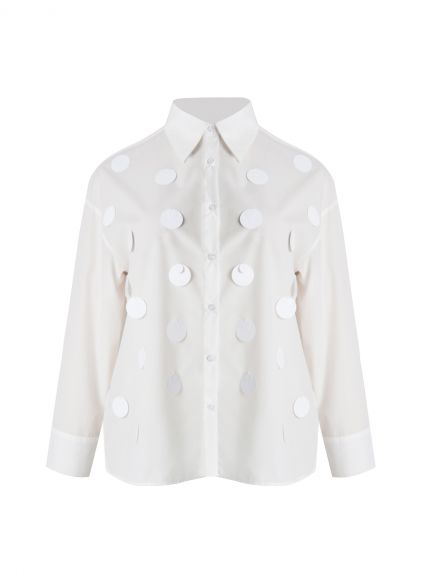Cotton-blend shirt with circular embellishments