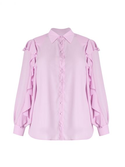 Crepe ruffle-detailed shirt