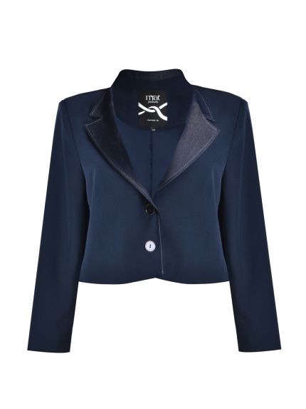 Cropped tailored blazer with contrast lapel