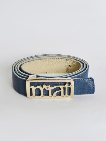 Double faced leather mat buckle belt
