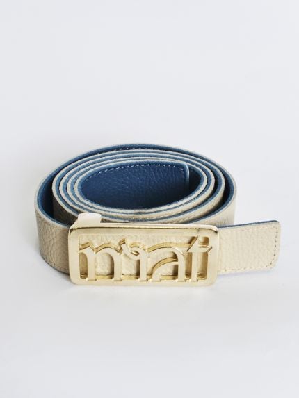 Double faced leather mat buckle belt