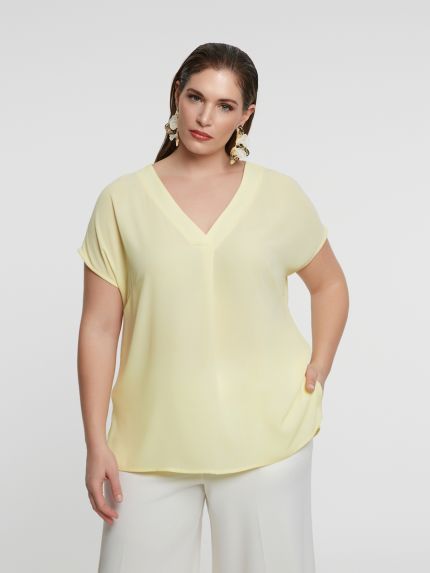 Draped V-neck top