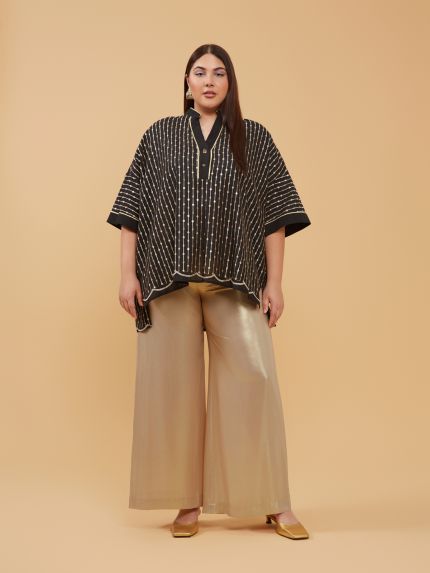 Embroidered cotton kaftan blouse