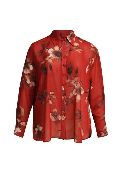 Floral-print shirt with long sleeves