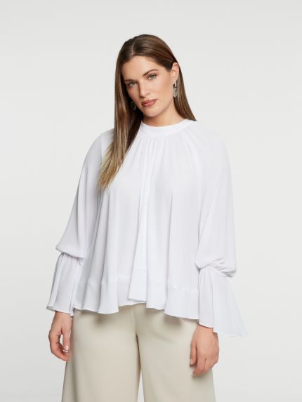 Flowy ruffle-sleeve blouse