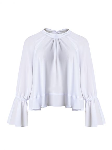 Flowy ruffle-sleeve blouse