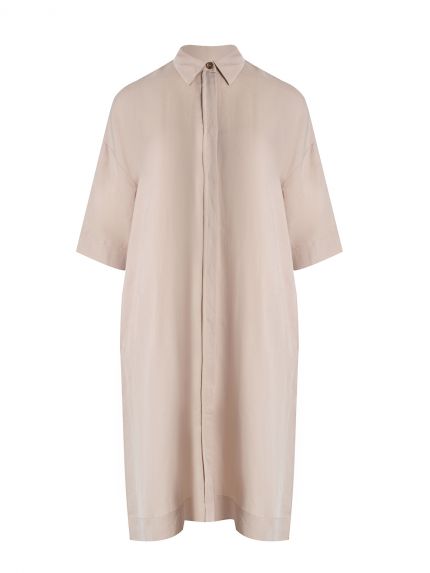 Relaxed viscose/linen shirt-dress