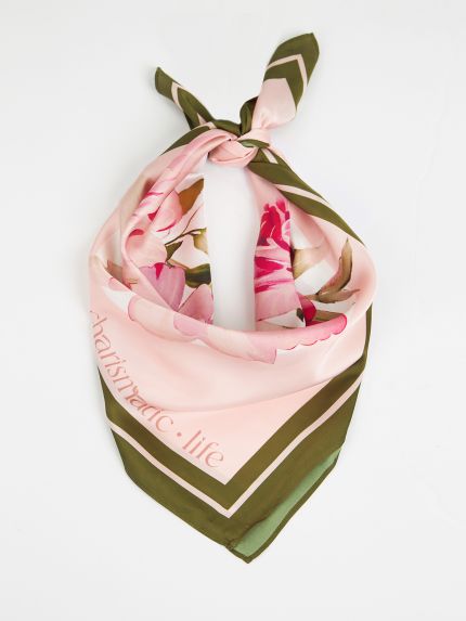 Floral silky scarf