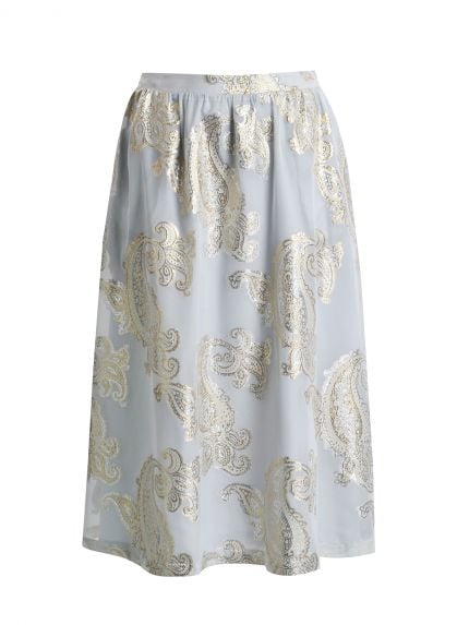 Maxi skirt in metallic paisley motif