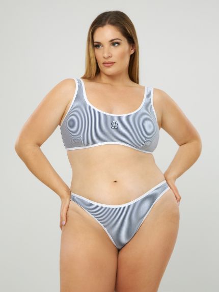 Cheeky bikini bottom - Seersucker Indigo Blu