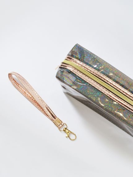 Holographic PVC cosmetic storage pouch