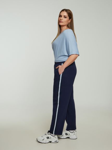 Joggers with side stripes and drawstring waist
