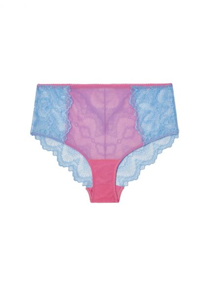 Lace Highwaist Briefs Light Blue/Candy Pink