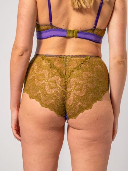 Lace Highwaist Briefs Olive/Lavender
