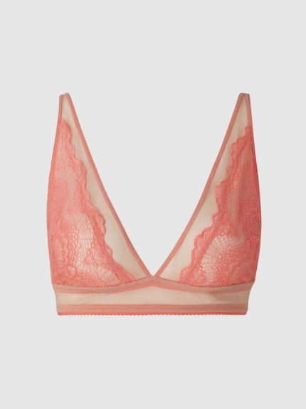 Lace Plunge Bralette Coral/Sand