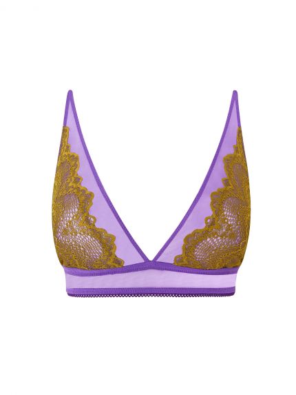 Lace Plunge Bralette Olive/Lavender