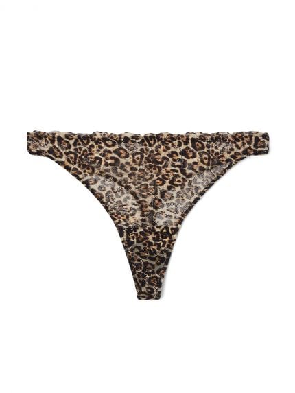Lace Thong Gold Leopard