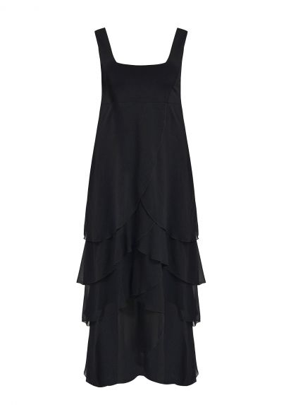 Maxi φόρεμα με ασύμμετρες chiffon στρώσεις