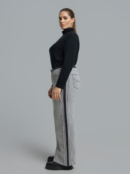 Τζιν straight leg με contrast πλαϊνά πάνελ