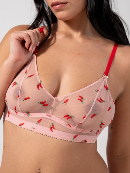 Σουτιέν Balconette Διχτυωτό Powder Pink/Fiery Red