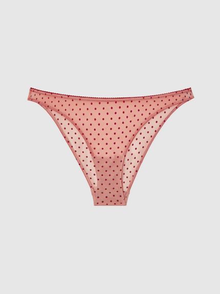 Mesh Bikini Briefs Pale Pink/Burgundy
