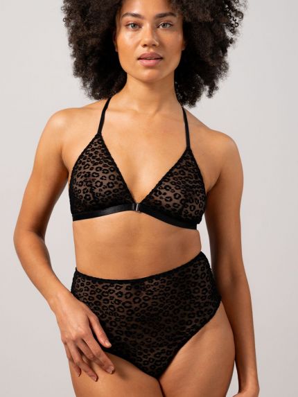 Mesh Highwaist Briefs Black Leopard