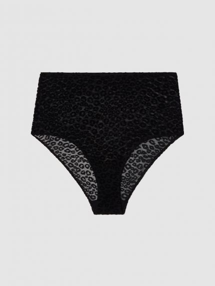Mesh Highwaist Briefs Black Leopard