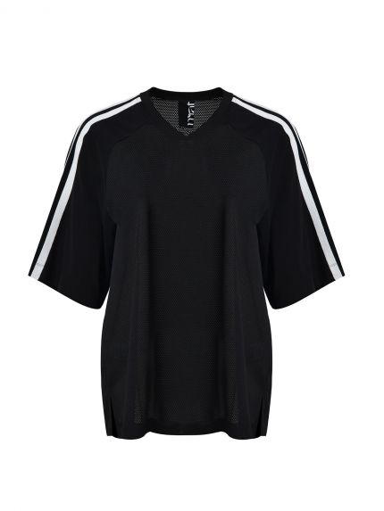 Μπλούζα mesh jersey με contrast ρίγες