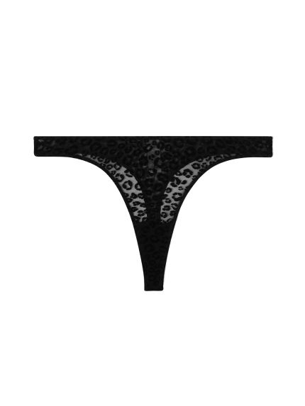 Mesh Thong Black Leopard