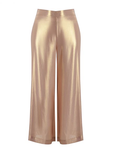 Metallic gold παντελόνα με ελαστική μέση