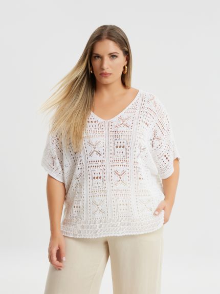 Crochet V-neck sweater