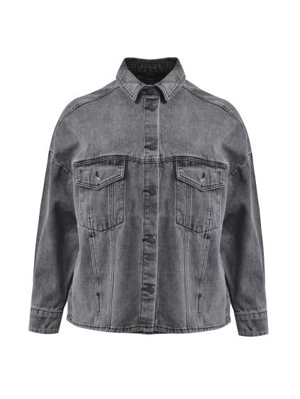 Washed black denim jacket