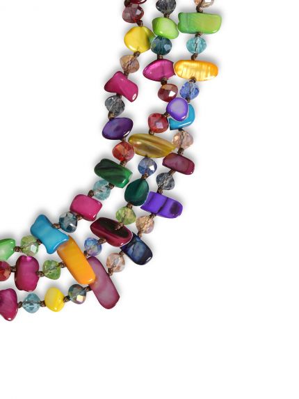 Multicolor layered beaded necklace