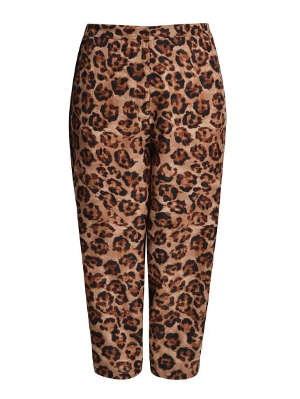 Leopard print tapered trousers with side stripe detail