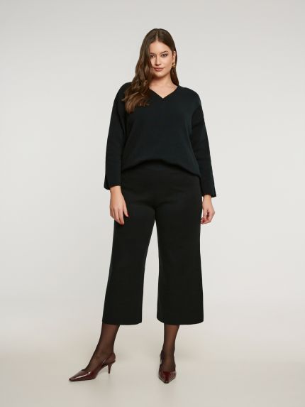 Cropped wide-leg knit pants