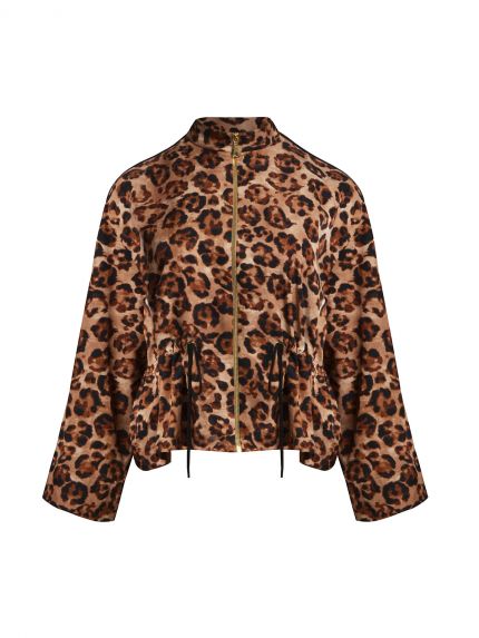 Τζάκετ με leopard print και ρυθμιζόμενο κορδόνι στη μέση