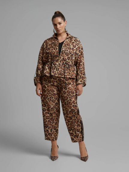 Τζάκετ με leopard print και ρυθμιζόμενο κορδόνι στη μέση