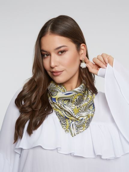 Patterned satin scarf
