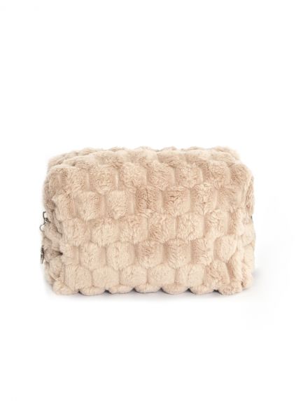 Τσαντάκι νεσεσέρ με plush υφή & ριγέ pattern