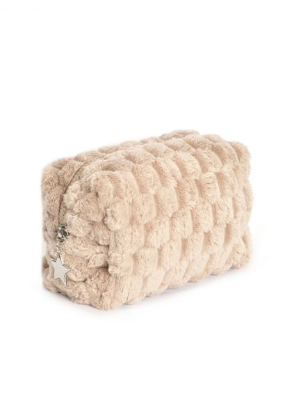 Τσαντάκι νεσεσέρ με plush υφή & ριγέ pattern