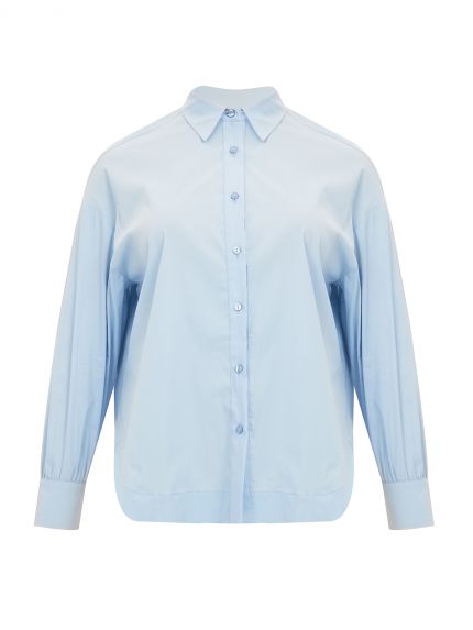 Poplin curved hem shirt